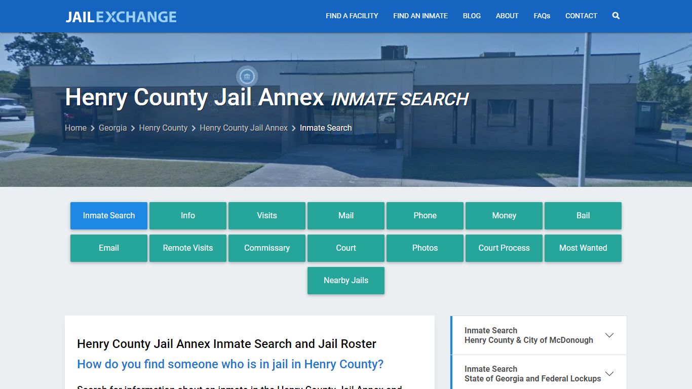 Henry County Jail Annex Inmate Search - Jail Exchange